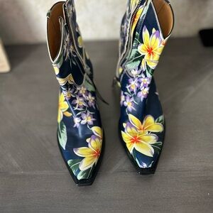 Rare R13 Navy Floral Boots.